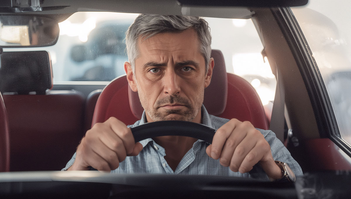 Tired man driving