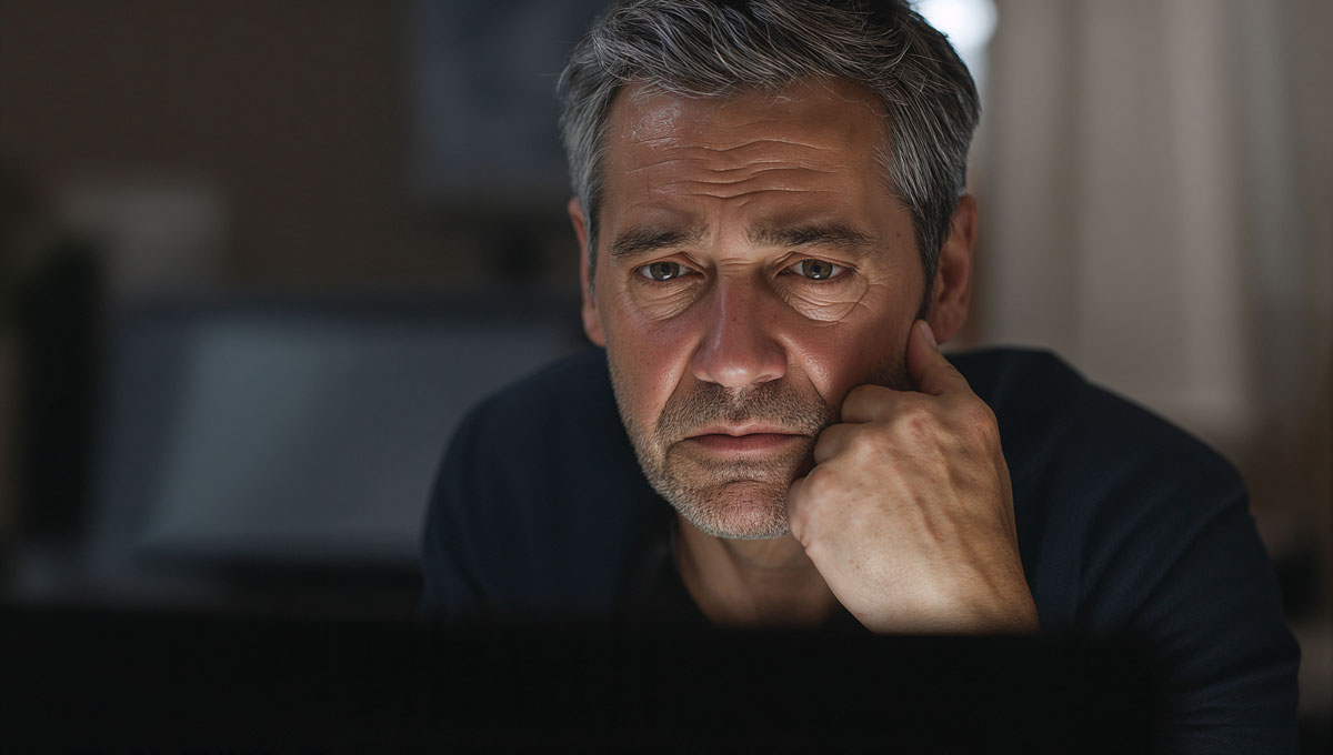 Man researching late at night