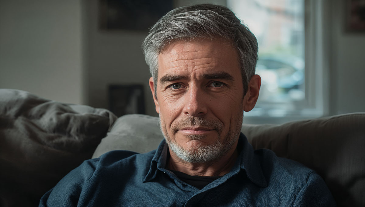 Relieved man resting at home